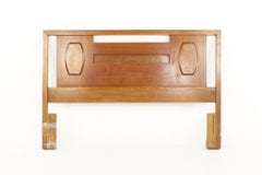 Young Manufacturing Mid Century Walnut and Burlwood Queen Headboard