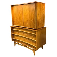 Vintage Young Manufacturing Midcentury Walnut Armoire Highboy Dresser, 1960s