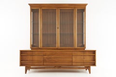 Young Manufacturing Mid Century Walnut Buffet and Hutch