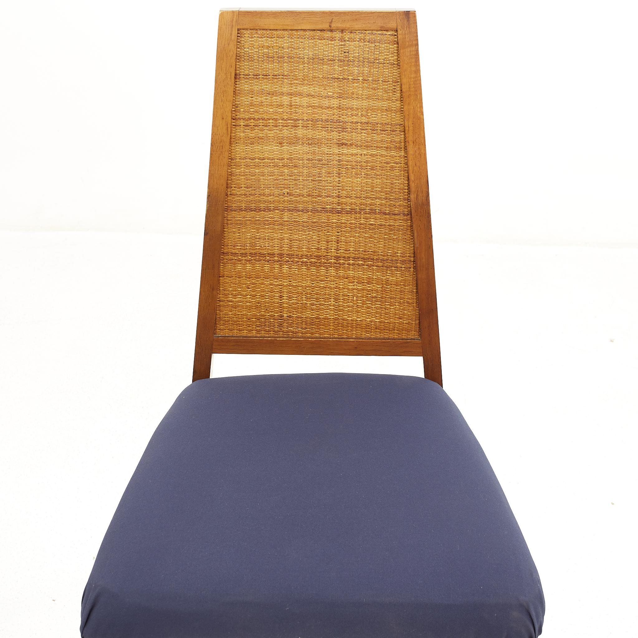 Young Manufacturing Mid Century Walnut Cane Back Dining Chairs, Set of 6 For Sale 3