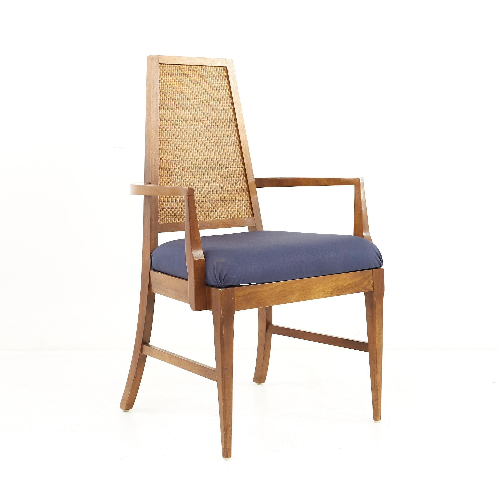 Young Manufacturing Mid Century Walnut Cane Back Dining Chairs, Set of 6 For Sale 4