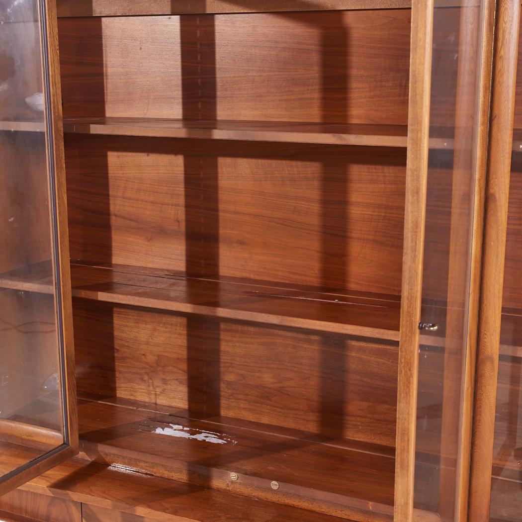 Mid-Century Modern Young Manufacturing Mid Century Walnut Curved Credenza and Hutch