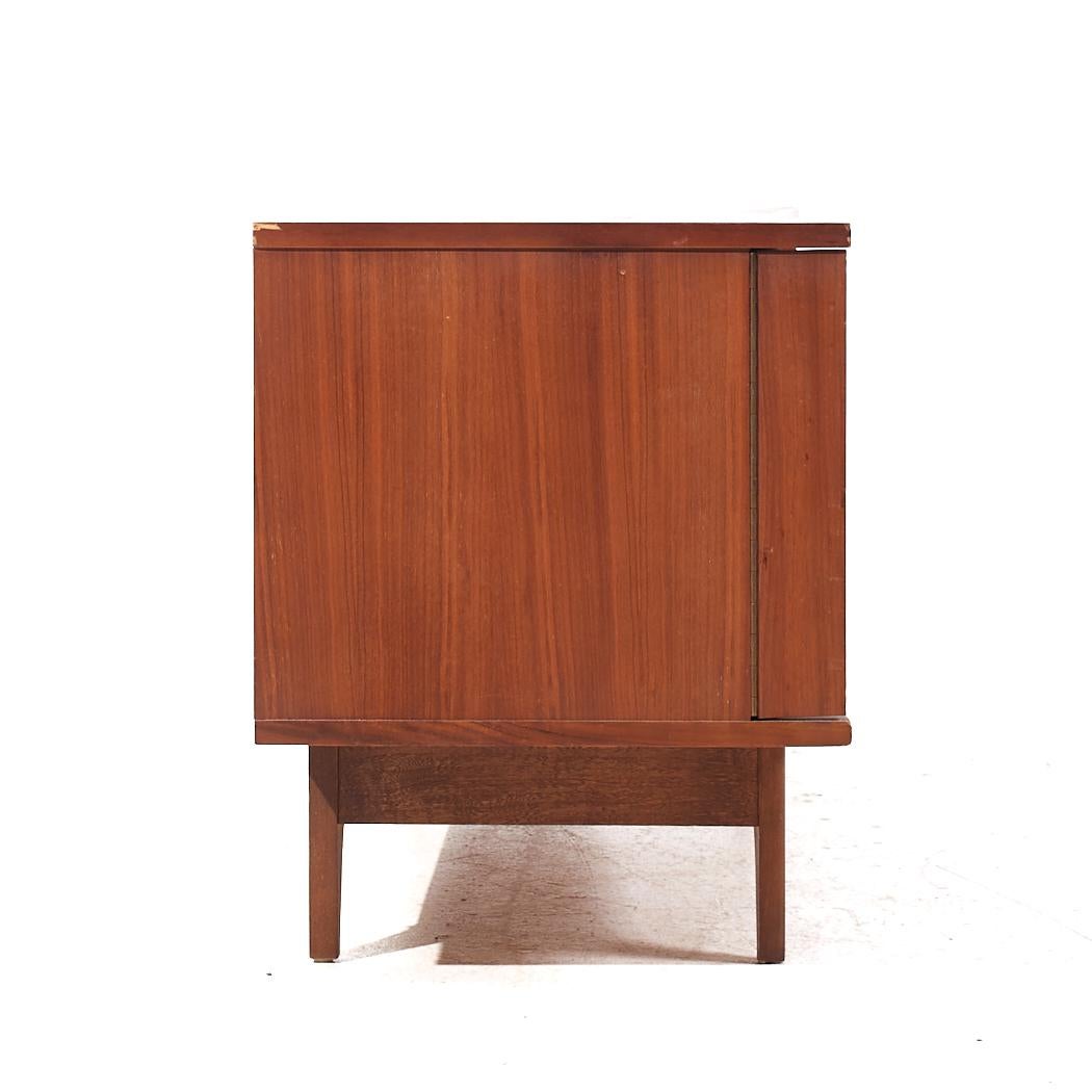 Glass Young Manufacturing Mid Century Walnut Curved Credenza and Hutch