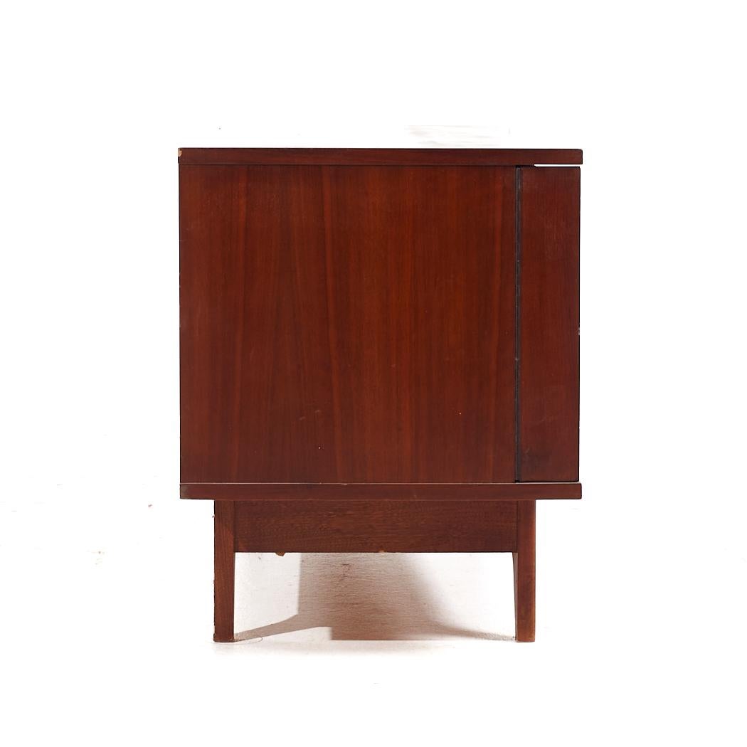 American Young Manufacturing Mid Century Walnut Curved Credenza For Sale