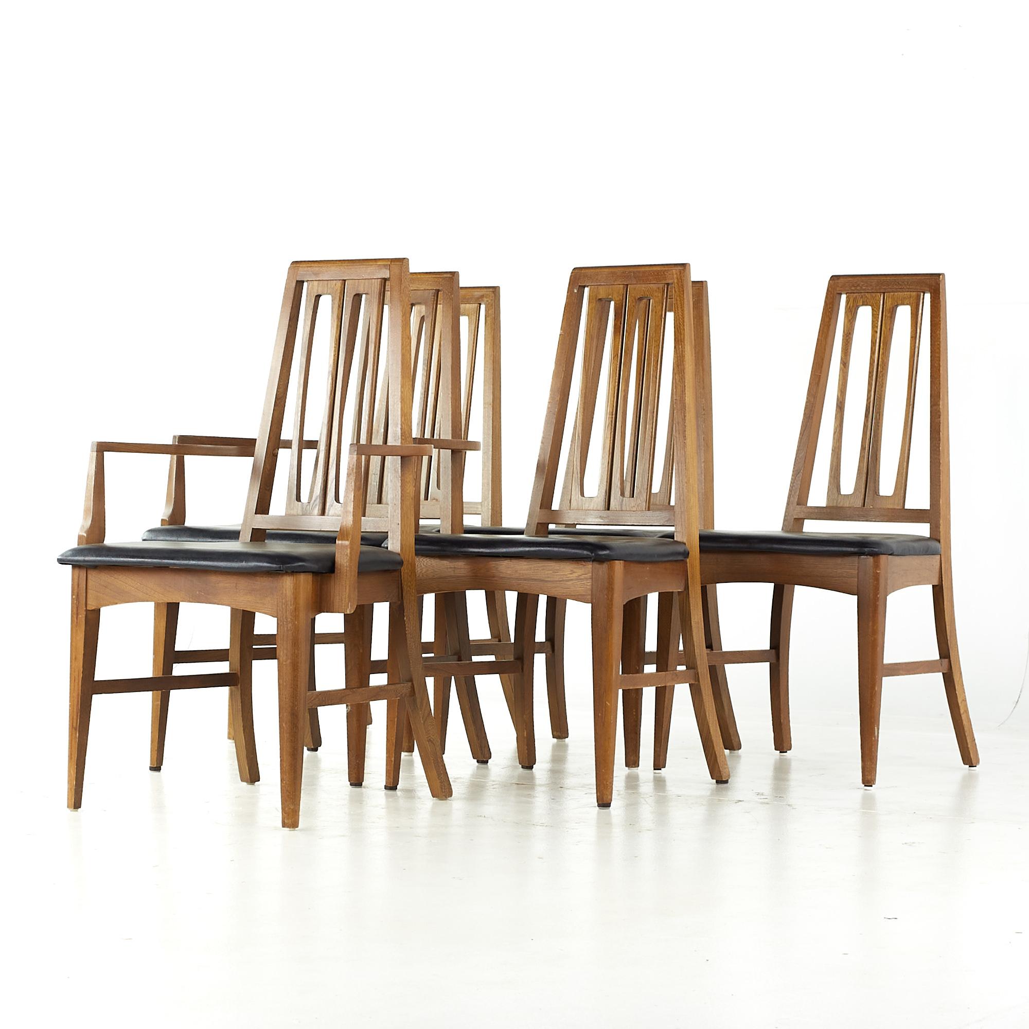 Mid-Century Modern Young Manufacturing Mid Century Walnut Dining Chairs, Set of 6 For Sale