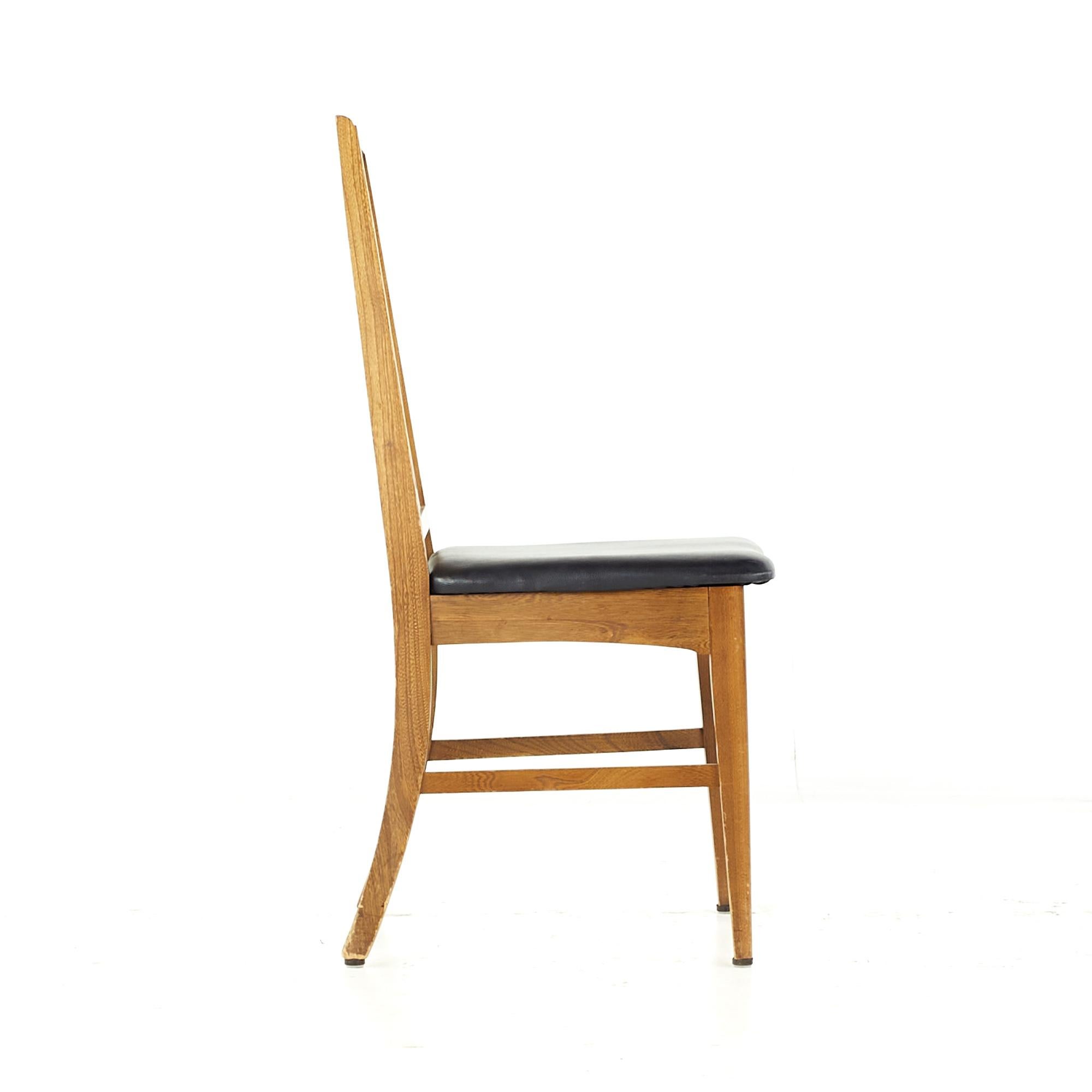 Upholstery Young Manufacturing Mid Century Walnut Dining Chairs, Set of 6 For Sale