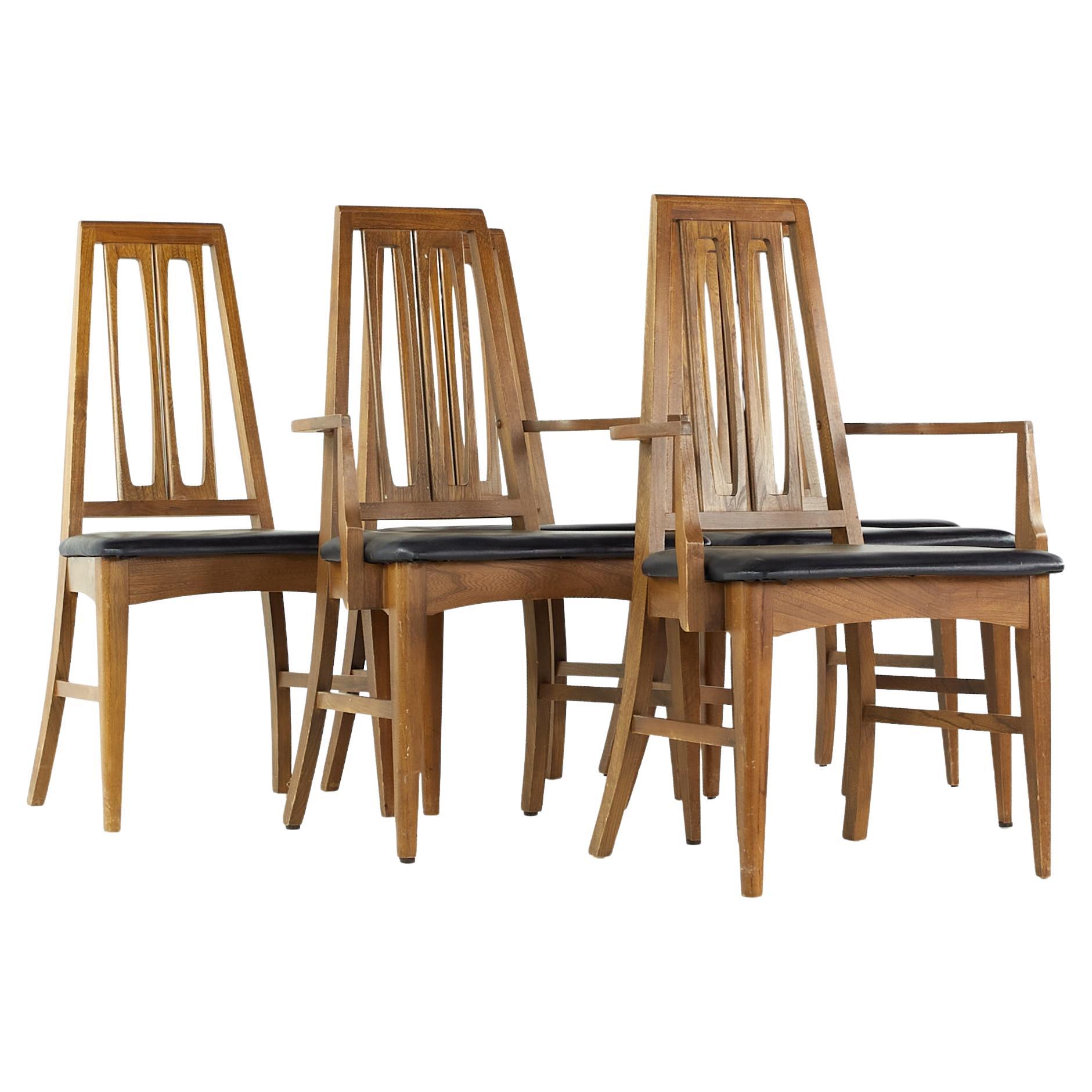 Young Manufacturing Mid Century Walnut Dining Chairs, Set of 6 For Sale