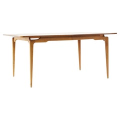 Young Manufacturing Mid Century Walnut Expanding Dining Table with 1 Leaf