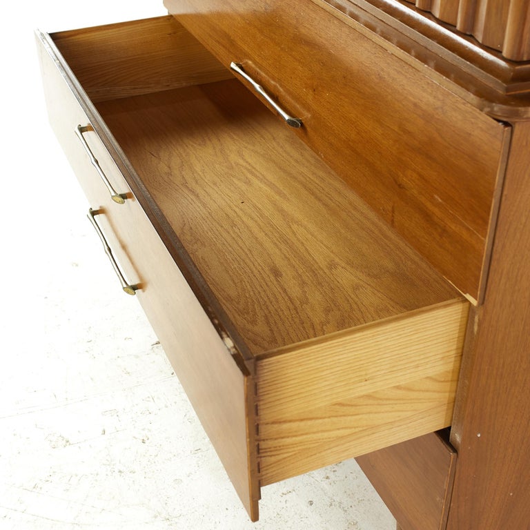 Young Manufacturing Midcentury Walnut Highboy Dresser For Sale at 1stDibs