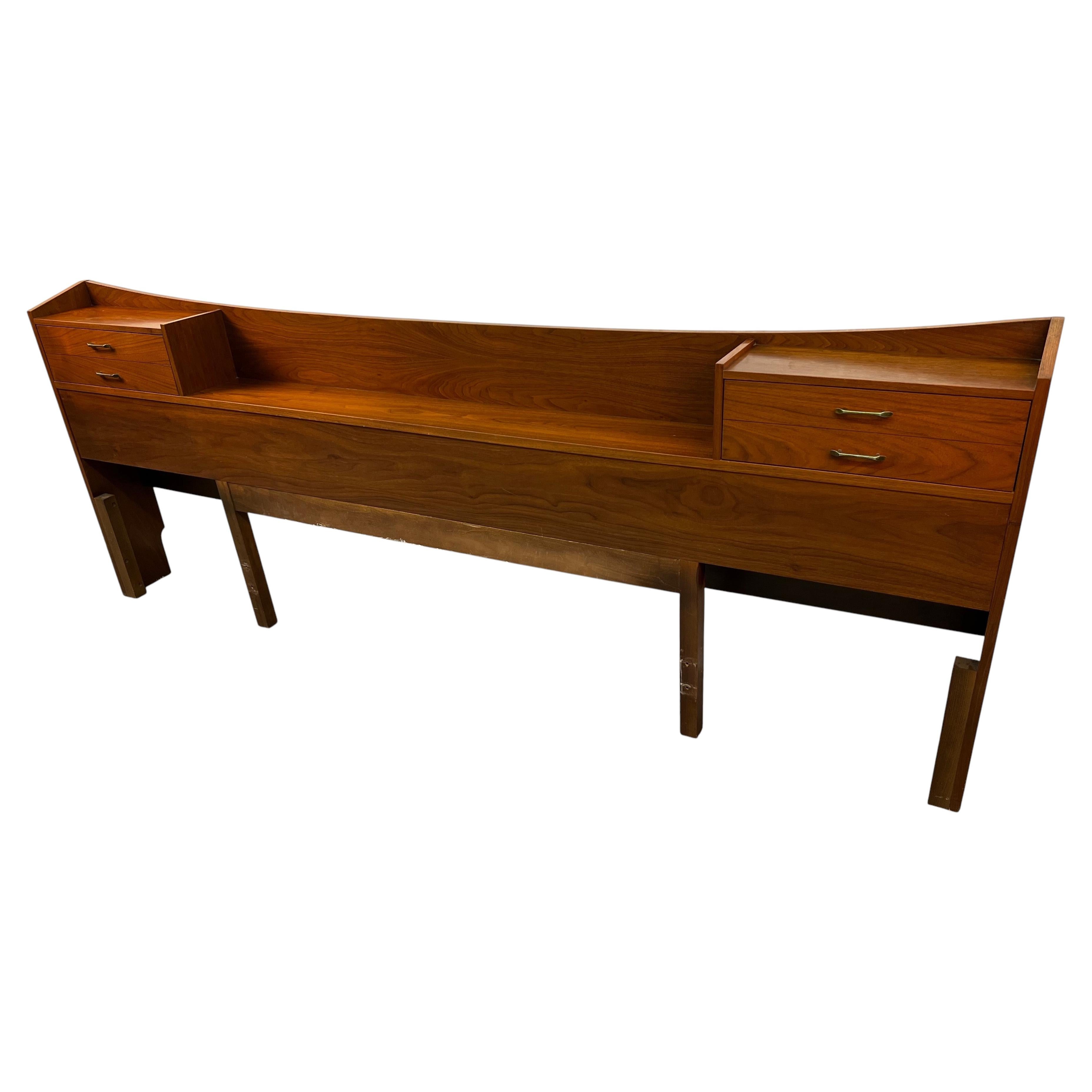 Young Manufacturing Mid-Century Walnut King Headboard