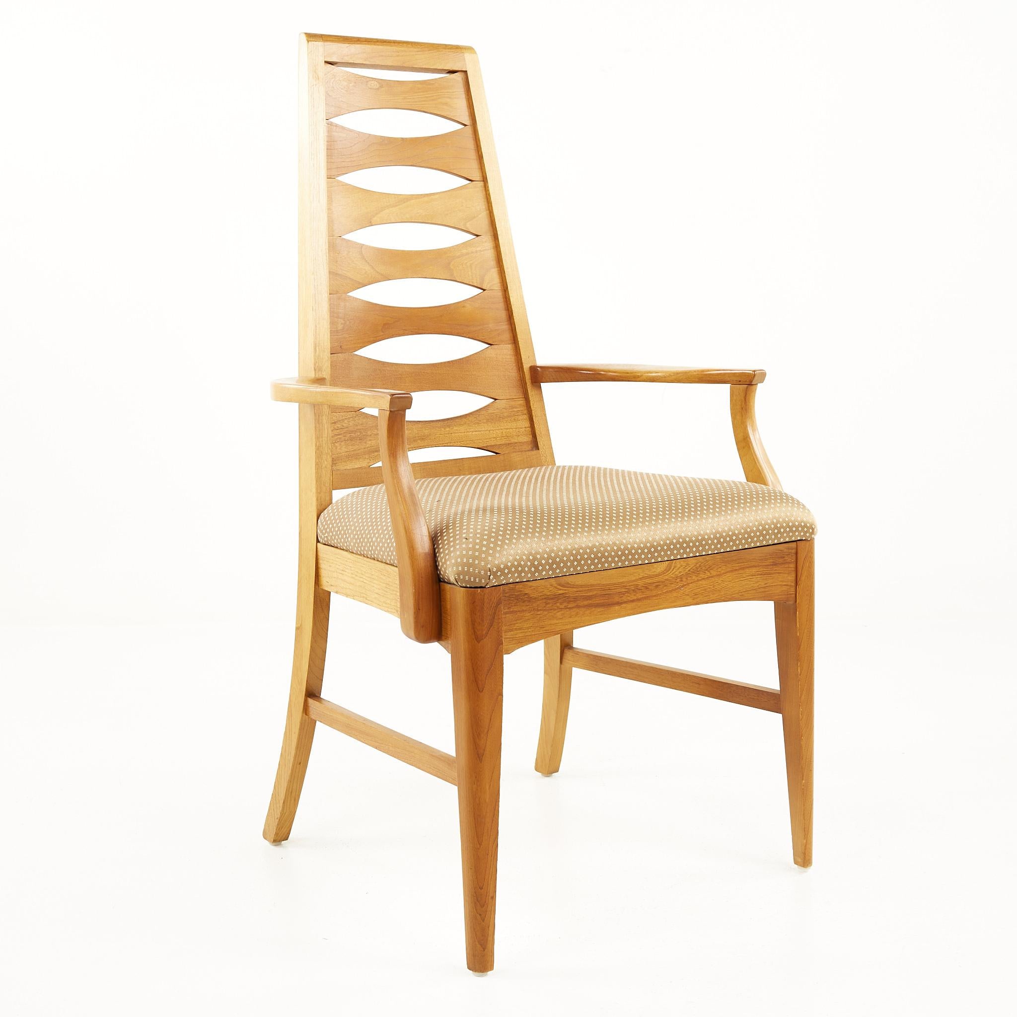 Young Manufacturing Mid Century Walnut Ladder Back Dining Chairs, Set of 8 3