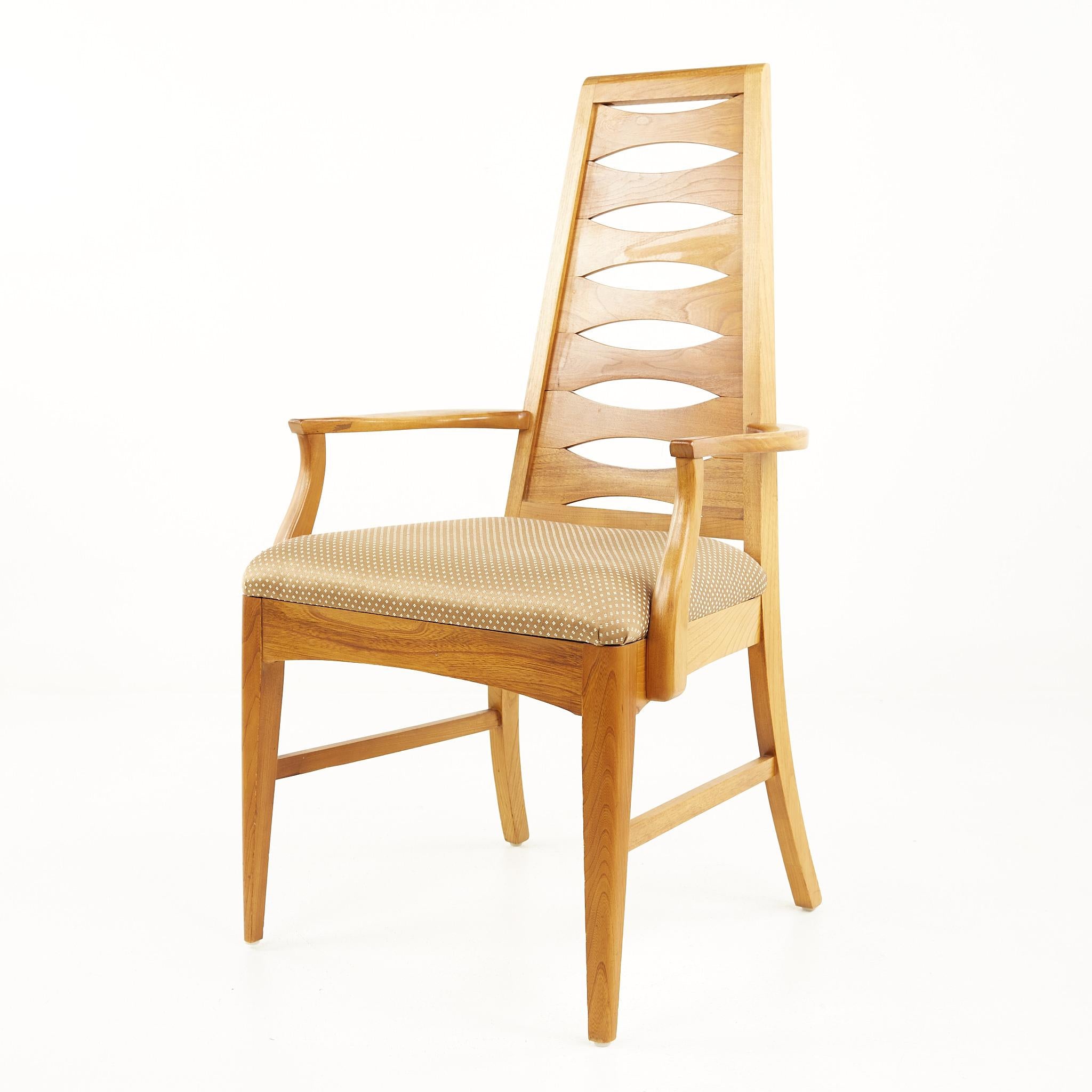 Young Manufacturing Mid Century Walnut Ladder Back Dining Chairs, Set of 8 5
