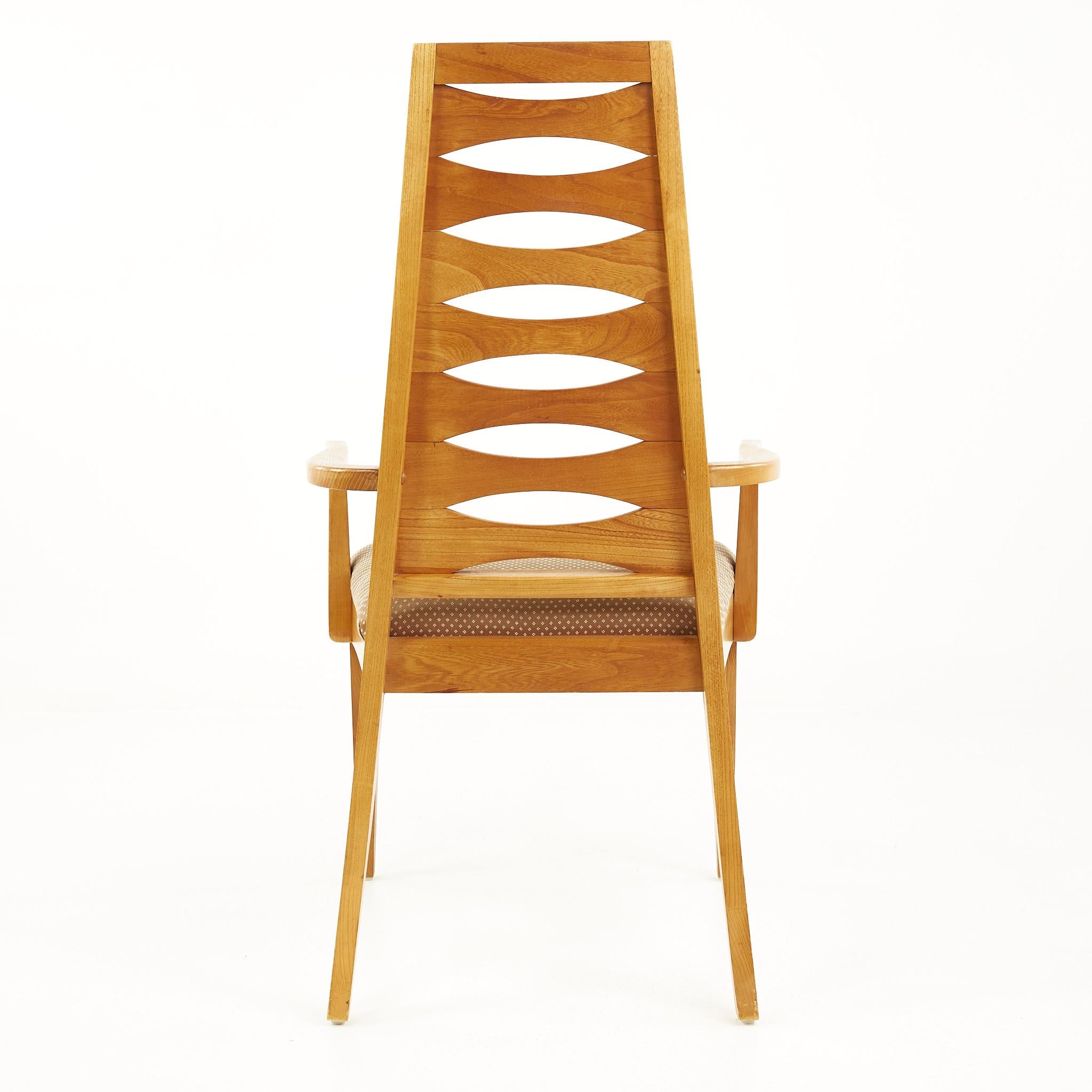 Young Manufacturing Mid Century Walnut Ladder Back Dining Chairs, Set of 8 7