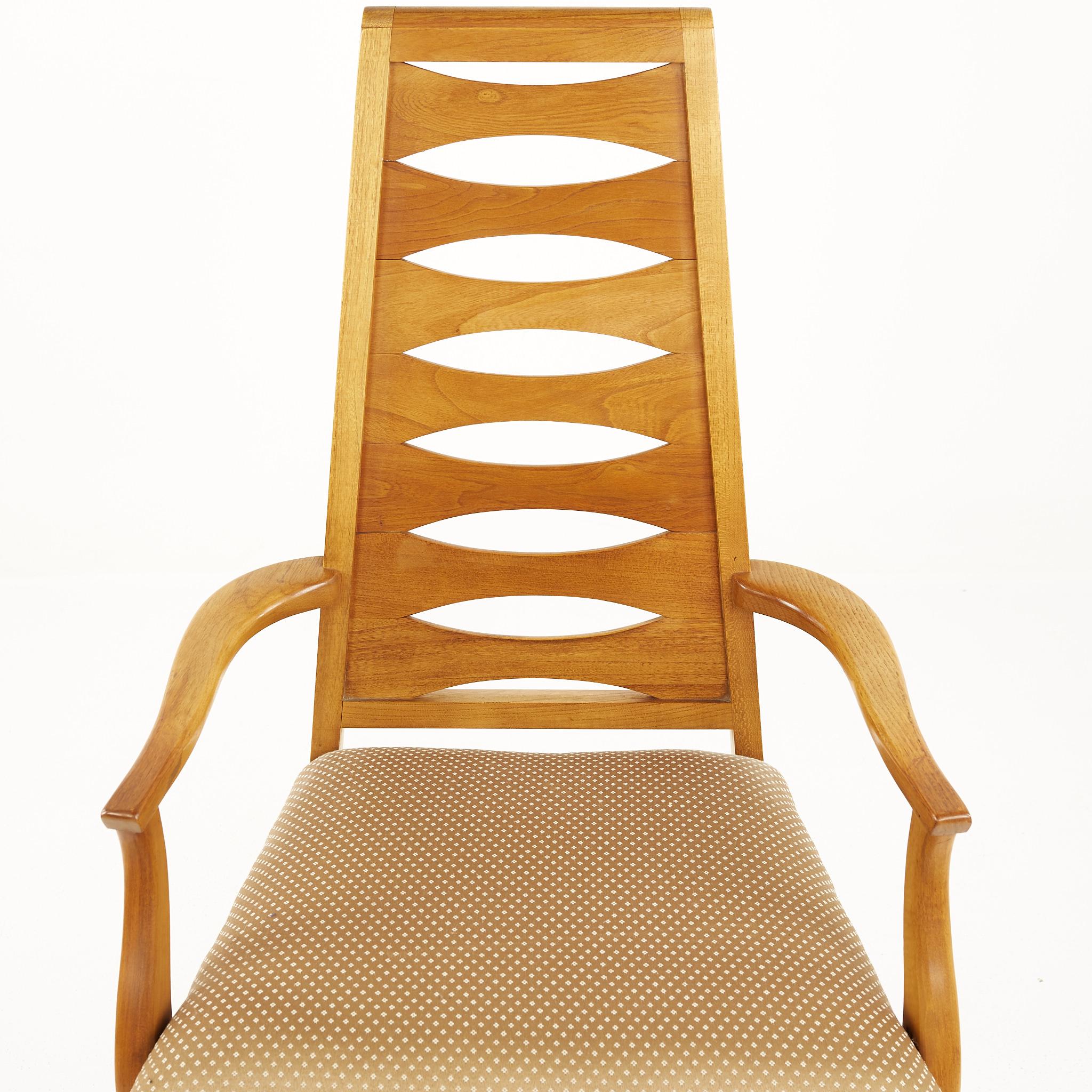 Young Manufacturing Mid Century Walnut Ladder Back Dining Chairs, Set of 8 10