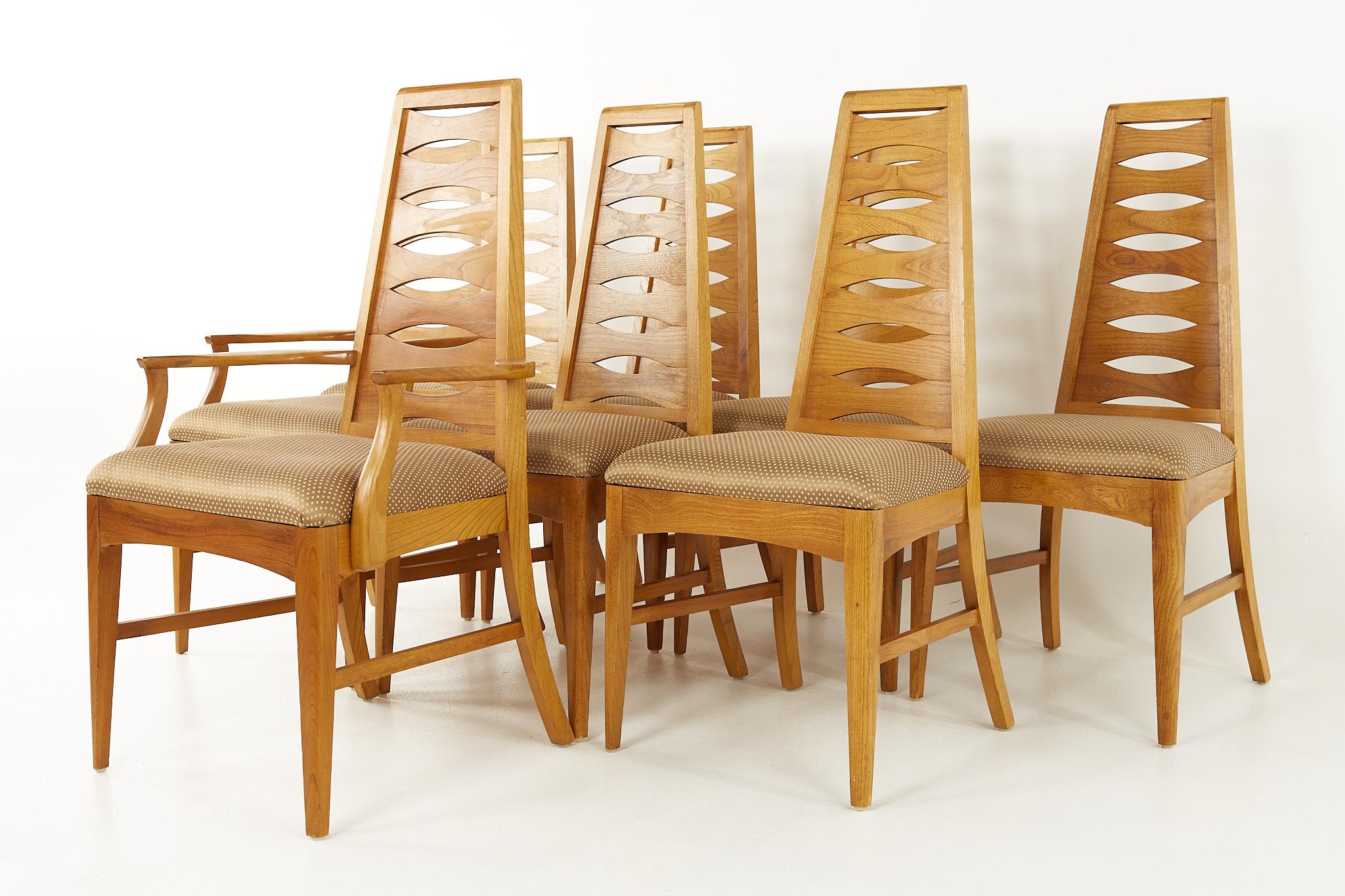 Mid-Century Modern Young Manufacturing Mid Century Walnut Ladder Back Dining Chairs, Set of 8