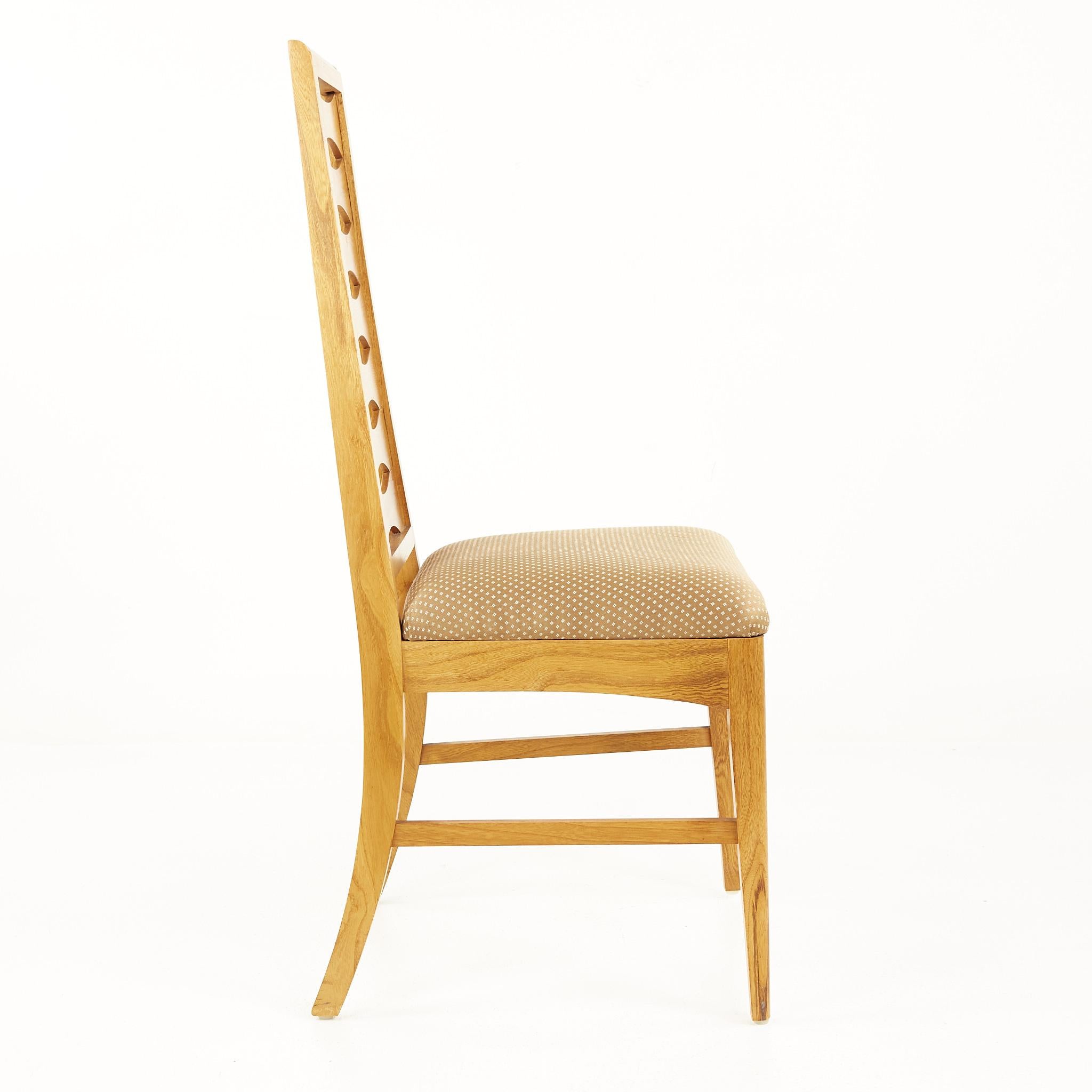 Upholstery Young Manufacturing Mid Century Walnut Ladder Back Dining Chairs, Set of 8