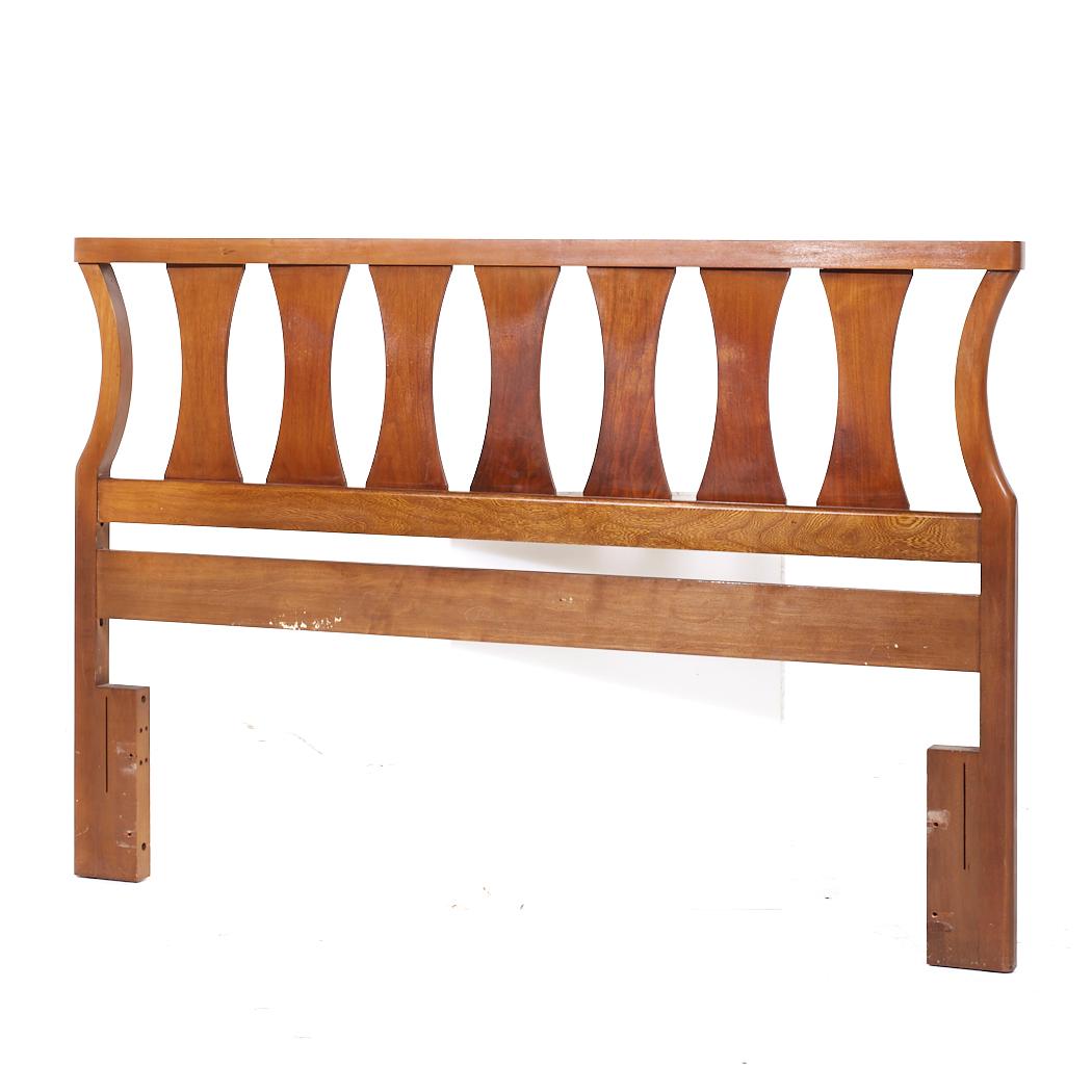Mid-Century Modern Young Manufacturing Mid Century Walnut Queen Headboard For Sale