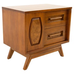 Young Manufacturing Mid Century Walnut Sliding Door Nightstand