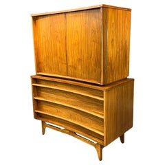 Young Manufacturing Mid-Century Walnut Armoire Highboy Dresser, 1960s