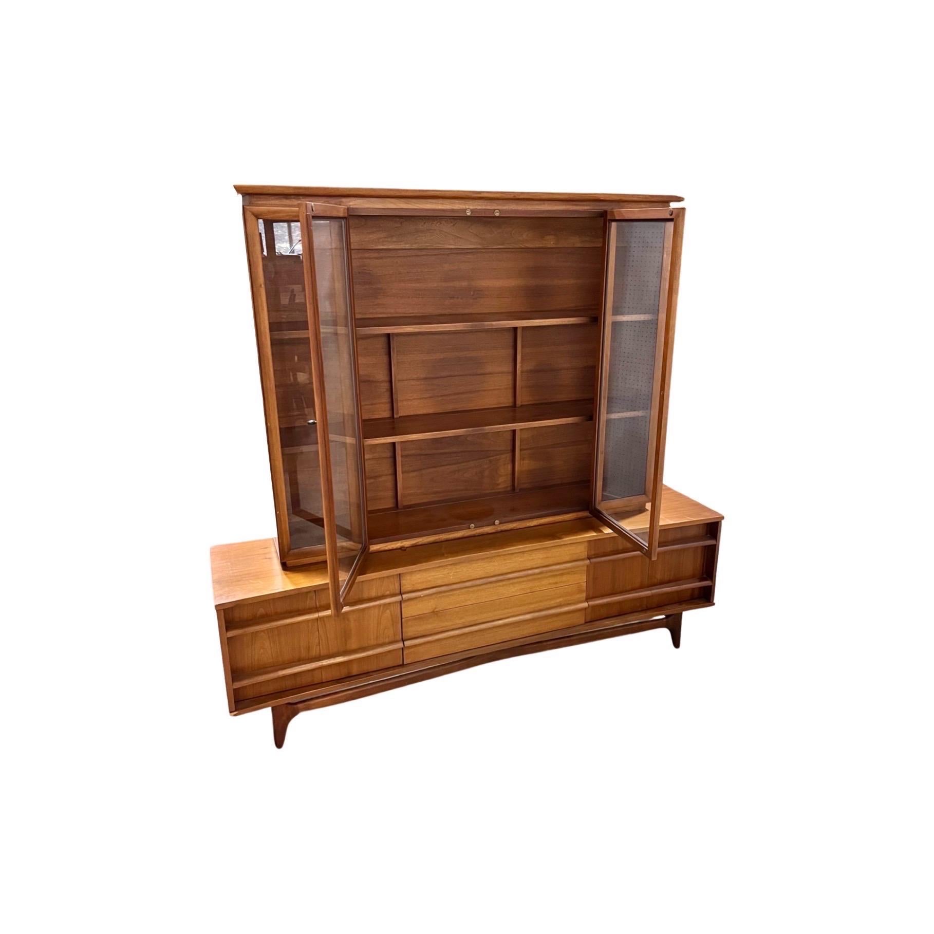 Mid-Century Modern Young Manufacturing Vintage Mid Century Modern 2 Piece China Cabinet c. 1970s