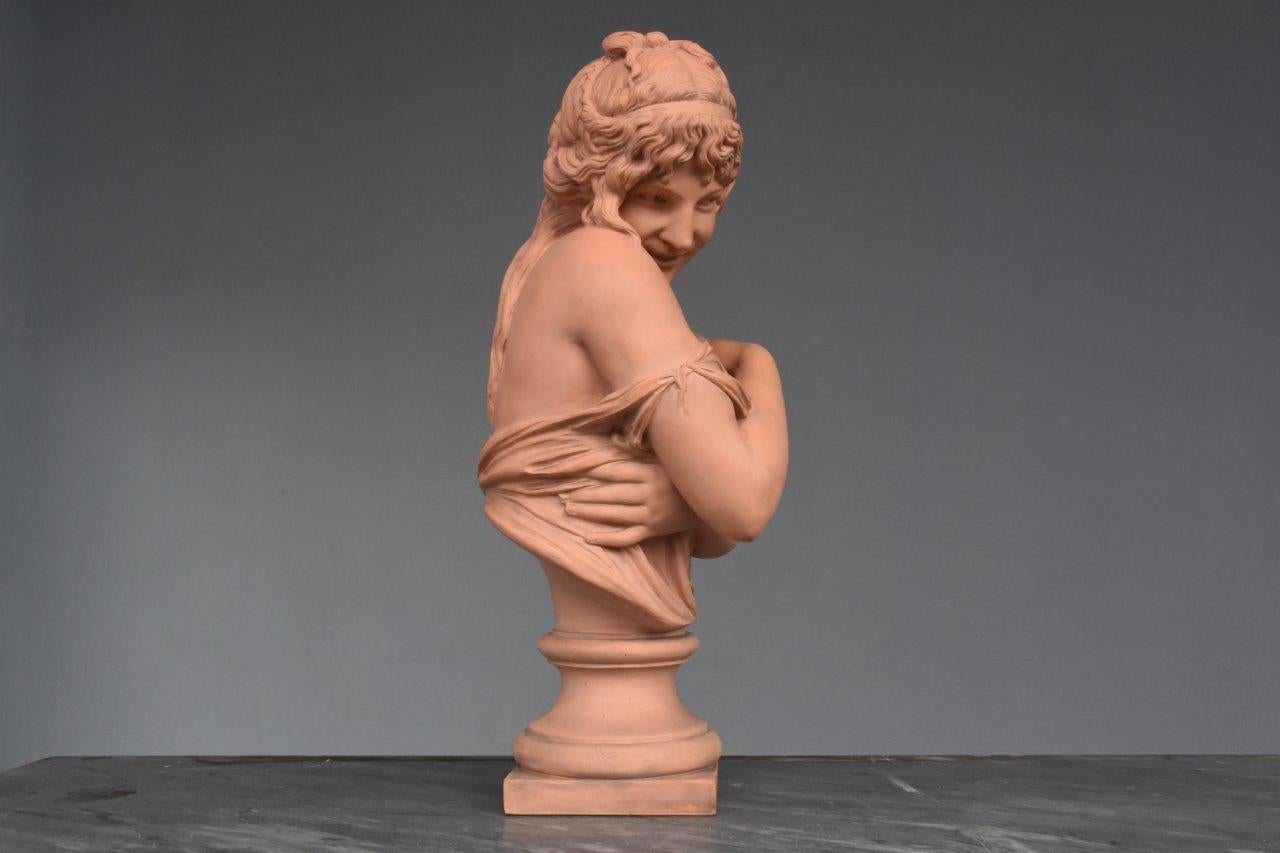 Art Nouveau Young Modest Girl Terracotta Clay by James Pradier