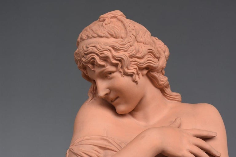 Young Modest Girl Terracotta Clay by James Pradier In Good Condition For Sale In Marseille, FR