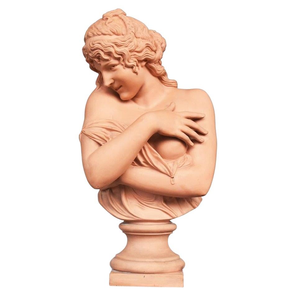 Young Modest Girl Terracotta Clay by James Pradier