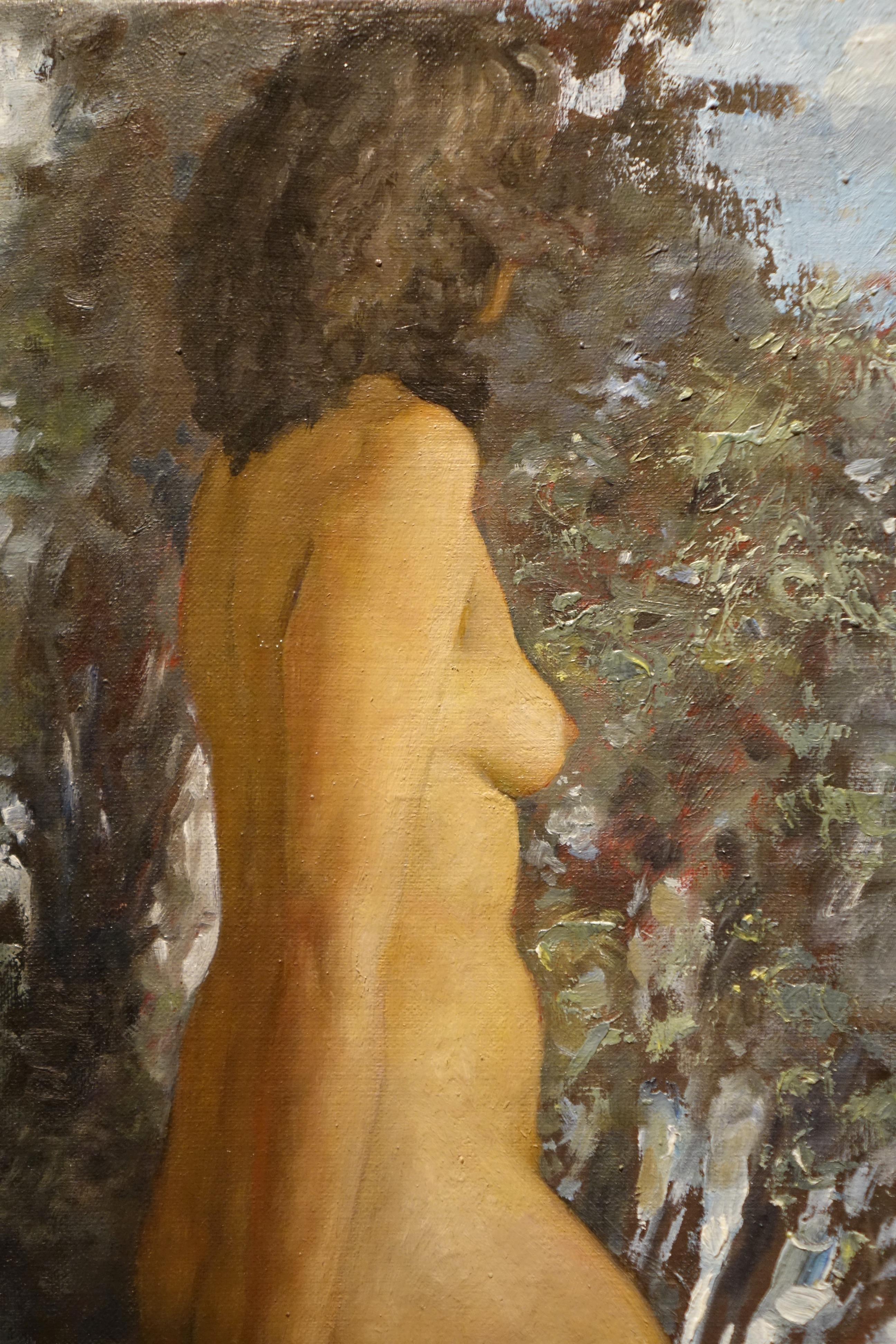 Art Nouveau Young Naked Woman In A Landscape