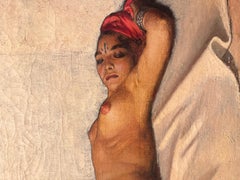 Young Nude Oriental Woman Lying Down - Jean Dutey, Circa 1930.
