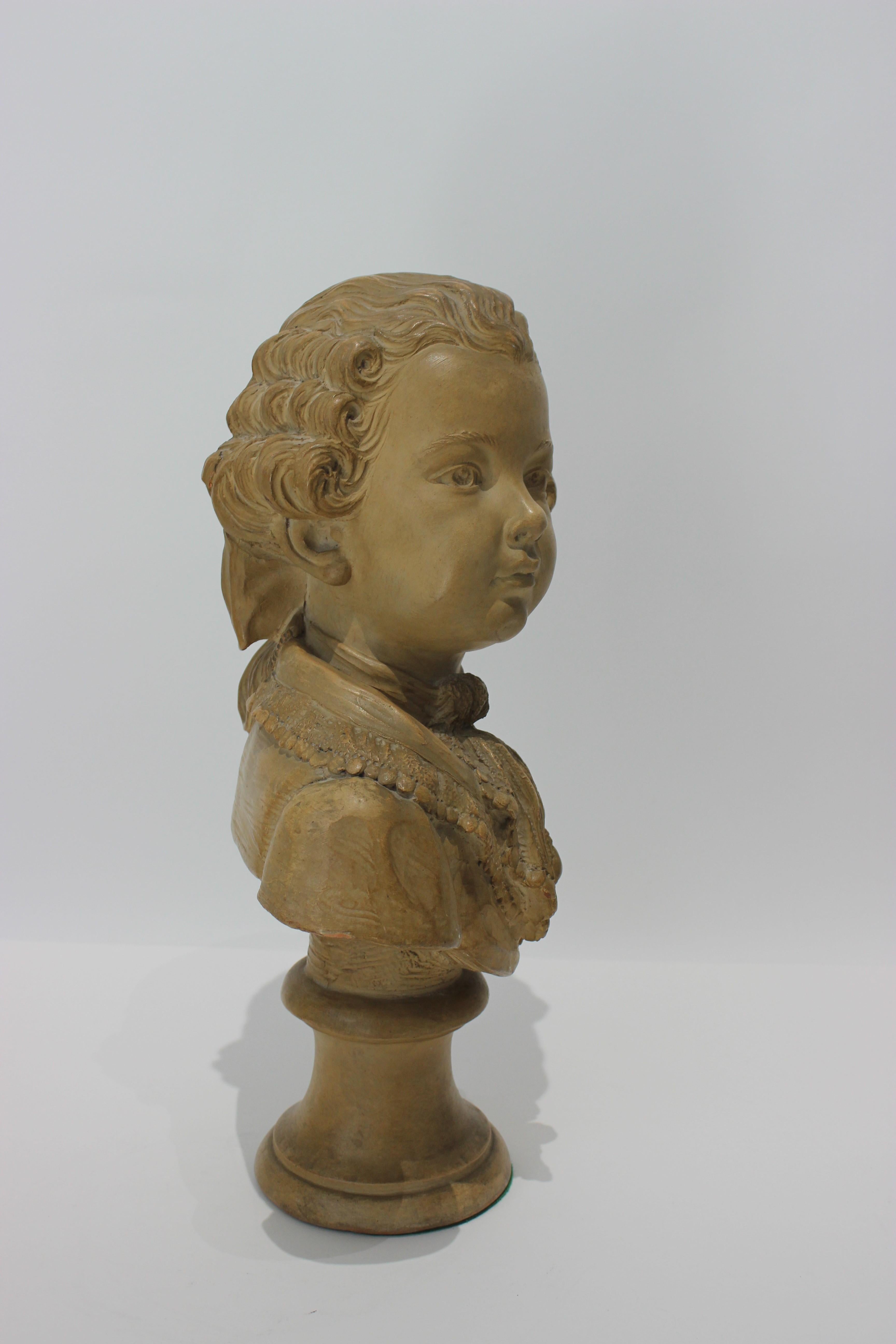 Molded  Terracotta Bust of Mozart