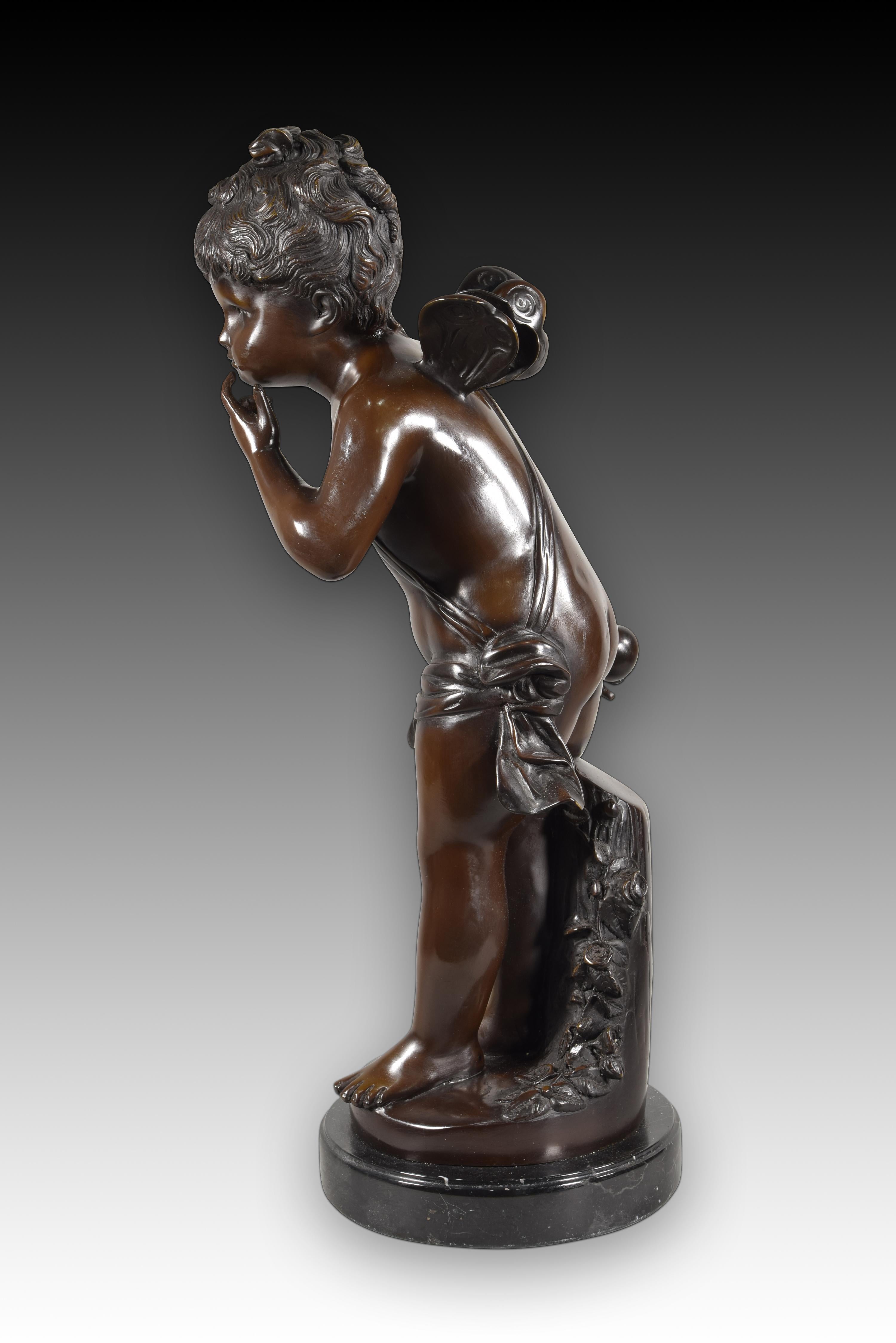 Autre Jeune Psyché. Bronze, pierre. D'après Auguste Moreau. en vente