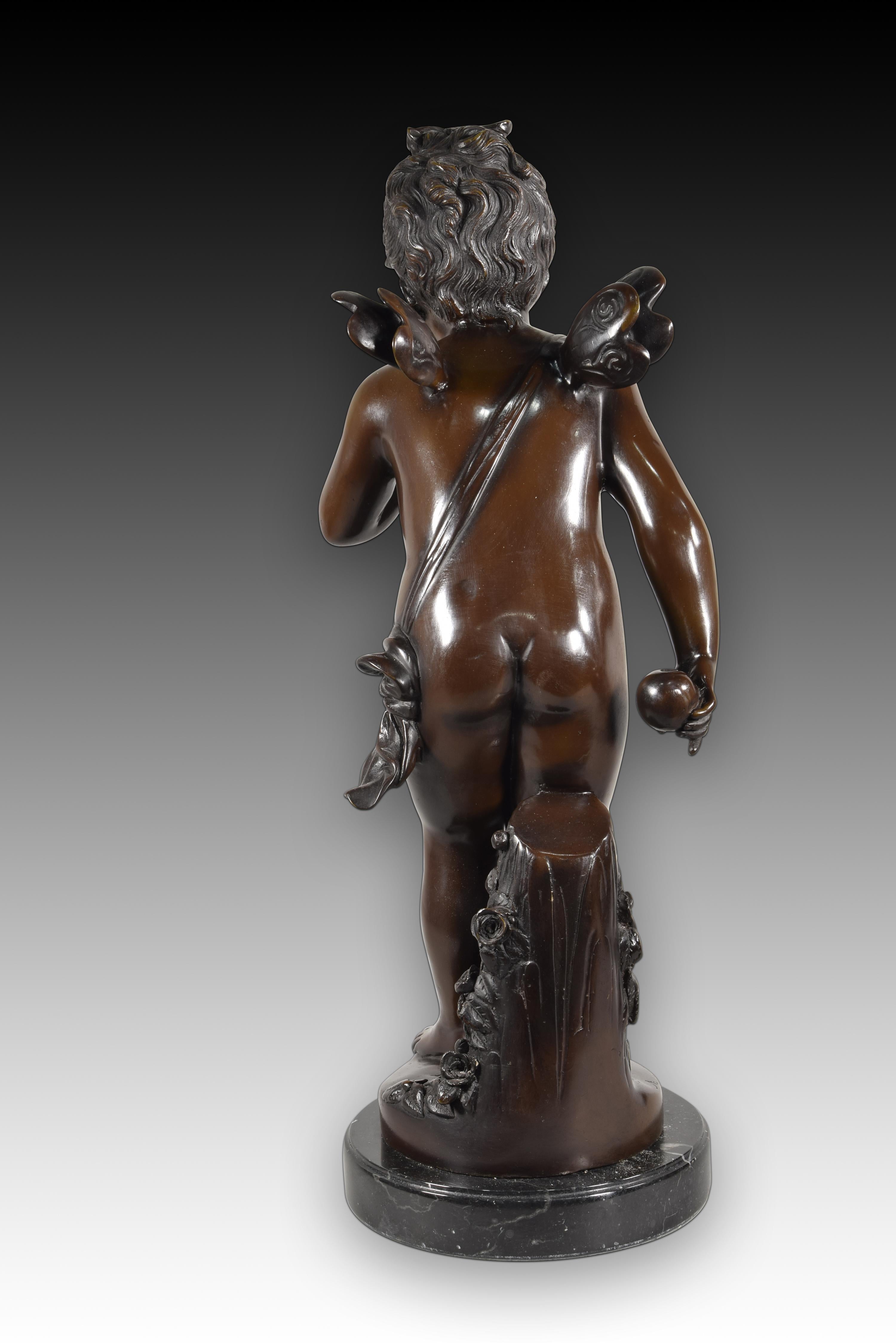 Européen Jeune Psyché. Bronze, pierre. D'après Auguste Moreau. en vente