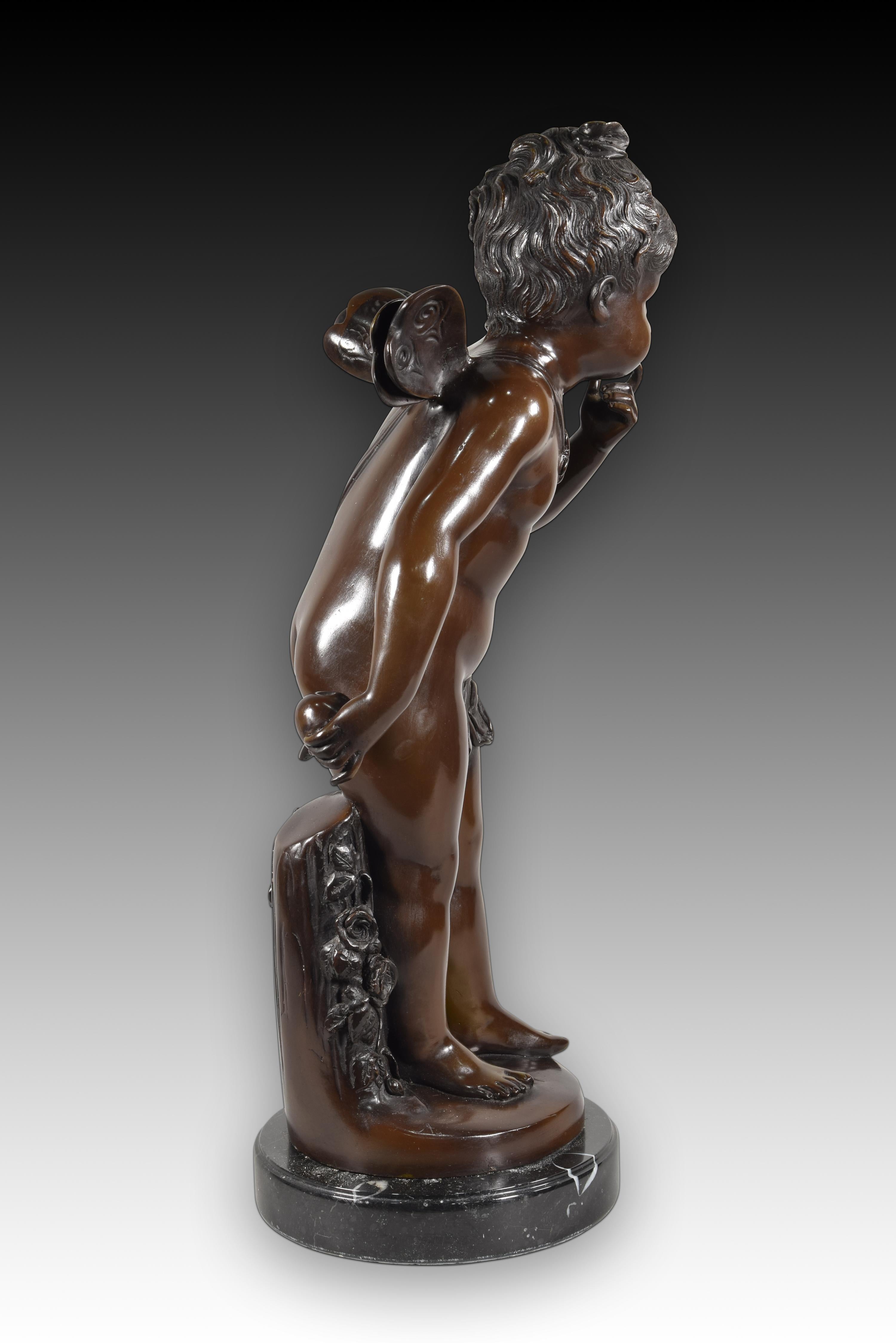 Jeune Psyché. Bronze, pierre. D'après Auguste Moreau. Bon état - En vente à Madrid, ES