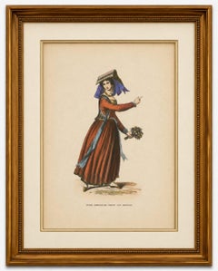 Junge Römerin aus Nettuno (bei Rom) - Antike Kostümlithographie, um 1852