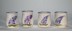 Young Sapling Pottery Set of 4 Glasses Lilac Decor, New York Studio Pottery
