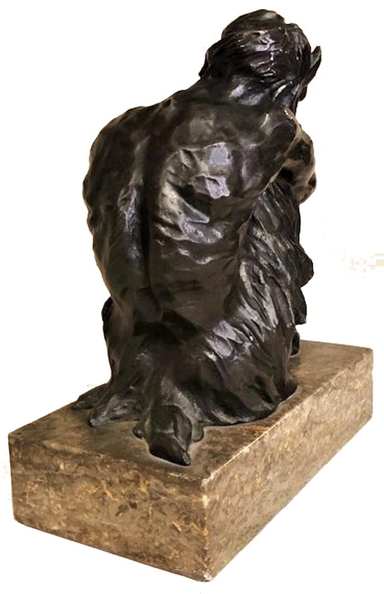 Young Satyr in Reverie, Jugenstil Patinated Bronze Sculpture, ca. 1900 3