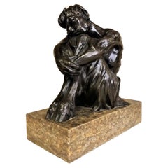 Young Satyr in Reverie, Jugenstil Patinated Bronze Sculpture, ca. 1900