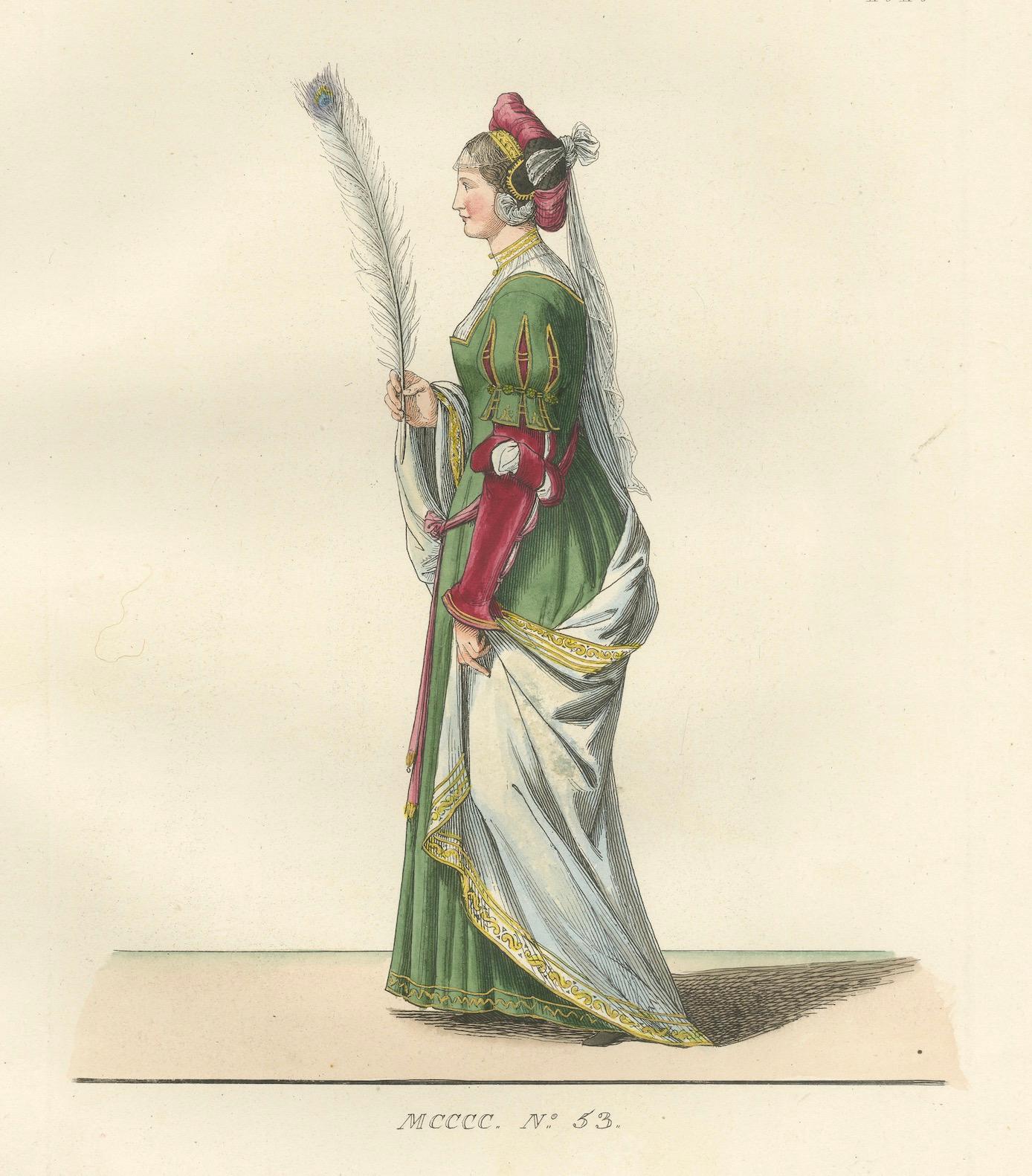 French Young Sienese, Noblewoman, and Apothecary in Medieval Italian Dress - 1845 For Sale