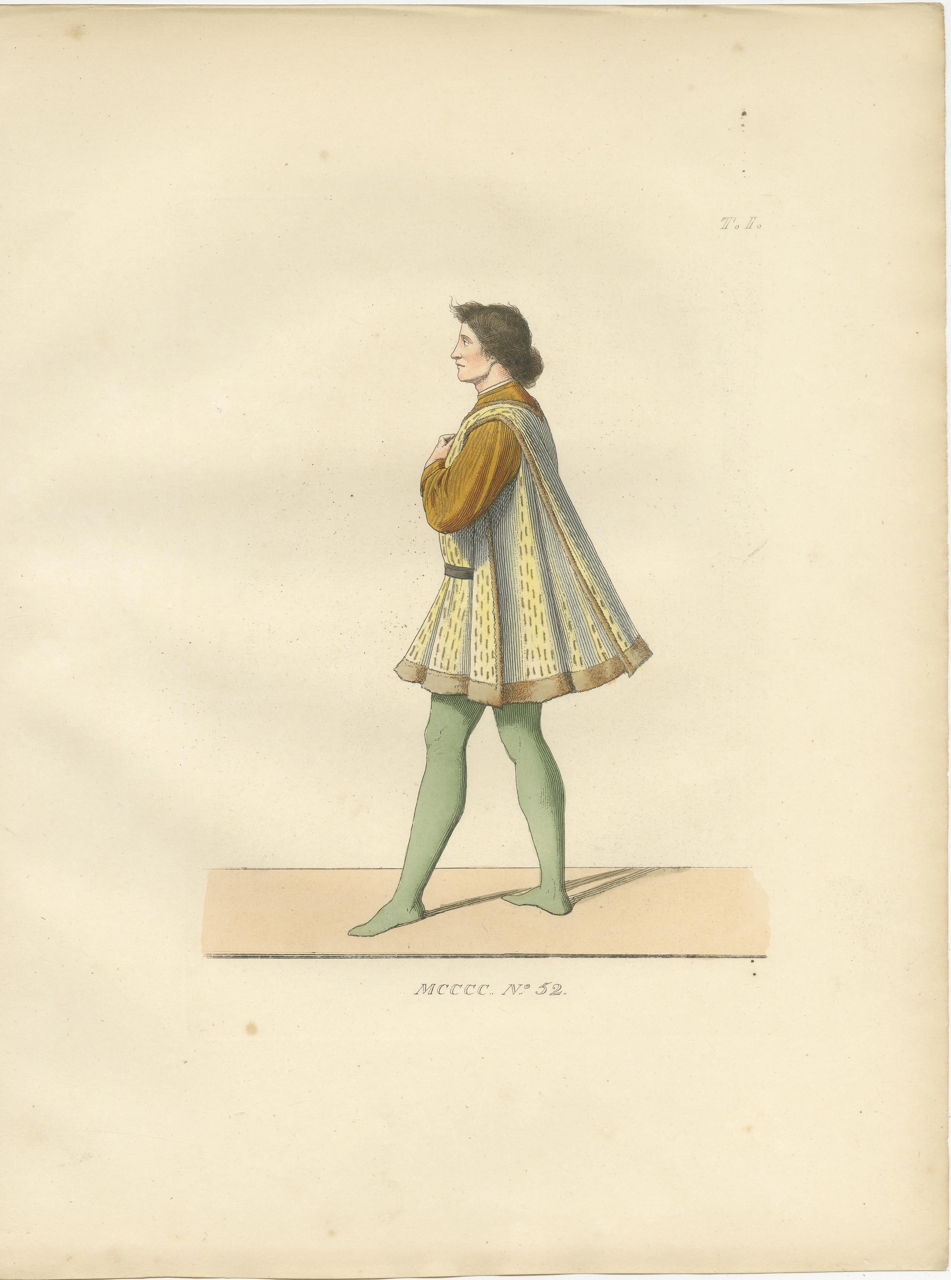 Paper Young Sienese, Noblewoman, and Apothecary in Medieval Italian Dress - 1845 For Sale