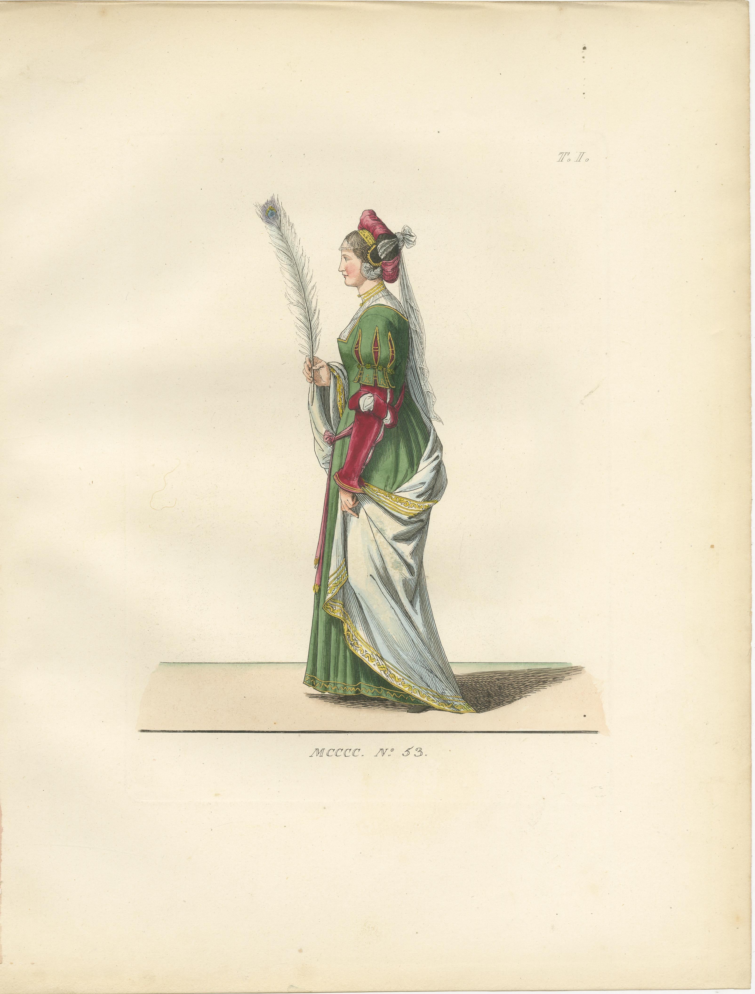 Young Sienese, Noblewoman, and Apothecary in Medieval Italian Dress - 1845 For Sale 1