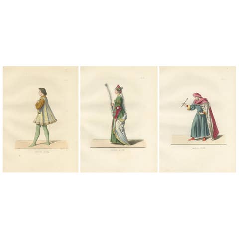 Young Sienese, Noblewoman, and Apothecary in Medieval Italian Dress - 1845