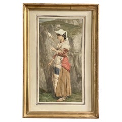 Junge Spinnerin in Tracht Italienische Schule, 19. Jahrhundert