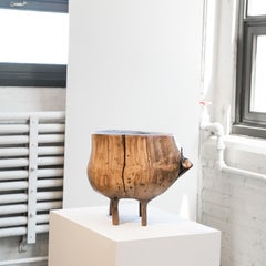 Young Walnut Hand-Carved Stool by Ian Love