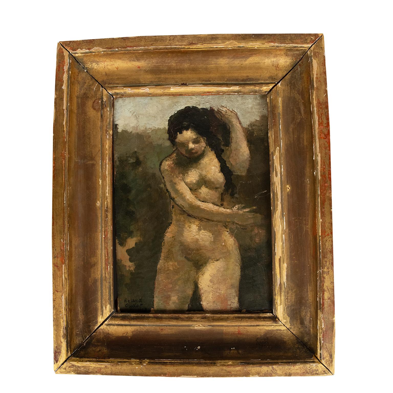Hand-Painted Young Woman By Roland Oudot, 1897-1981 For Sale