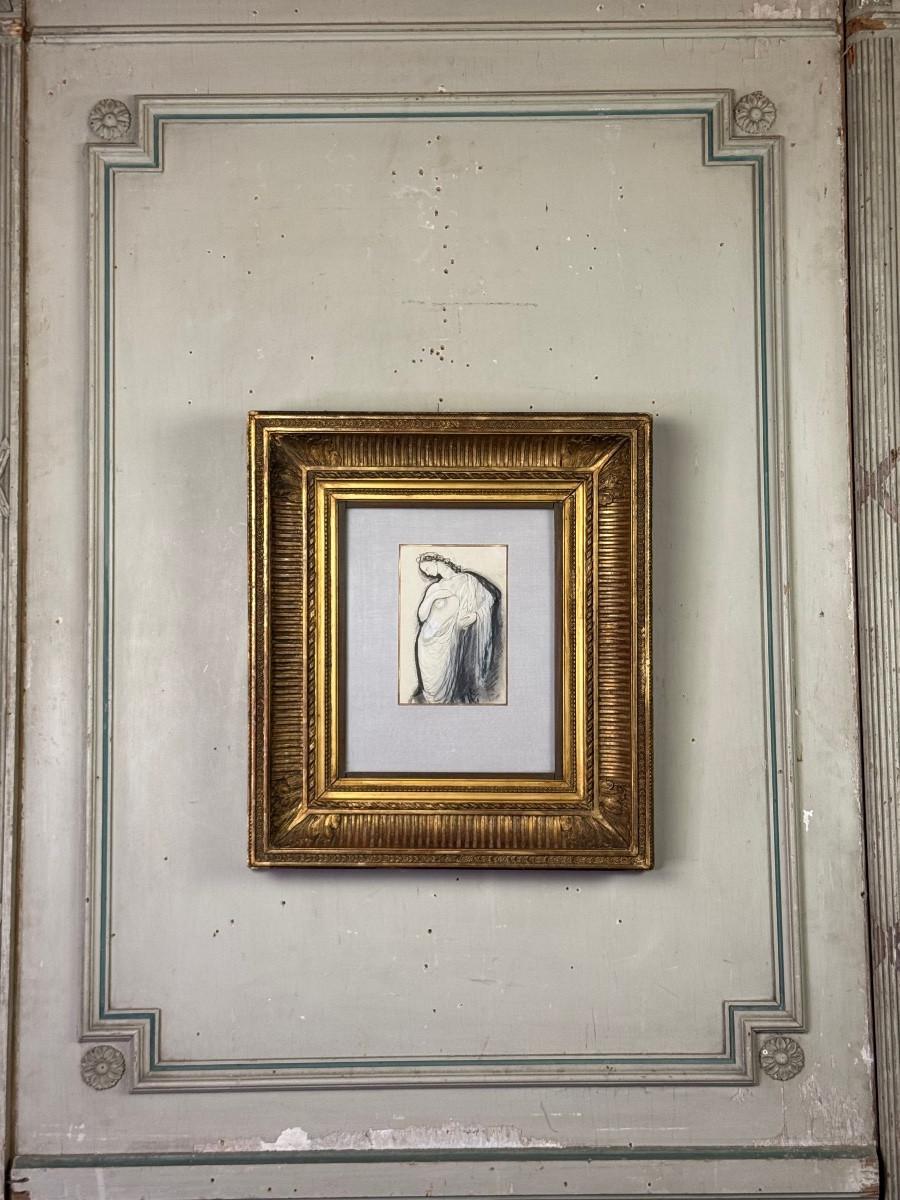 Art déco Jeune femme, technique mixte sur papier, Victor Rousseau (1865-1954) en vente