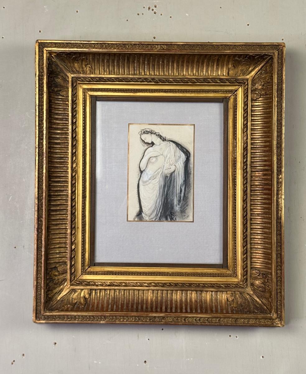 Jeune femme, technique mixte sur papier, Victor Rousseau (1865-1954) en vente 3