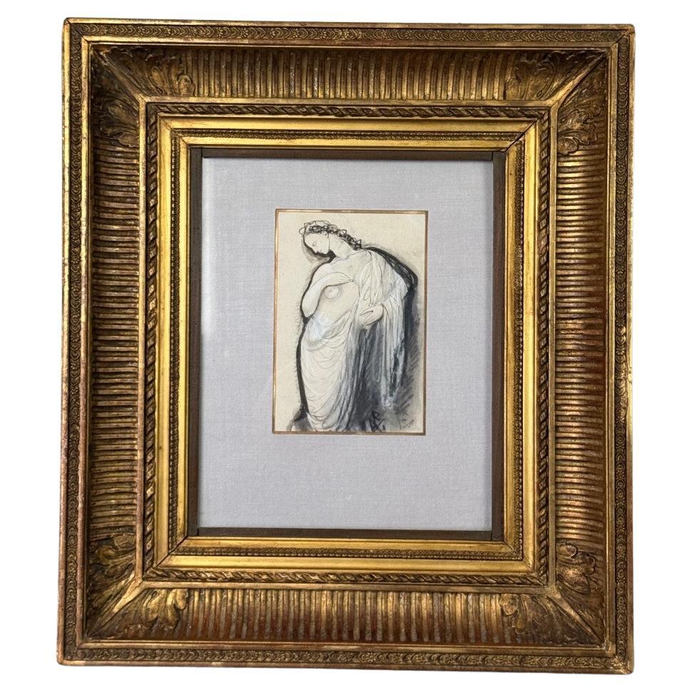 Jeune femme, technique mixte sur papier, Victor Rousseau (1865-1954) en vente