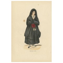Young Woman of Porto, Portugal – Hand-Coloured Lithograph by Markaert, c.1845