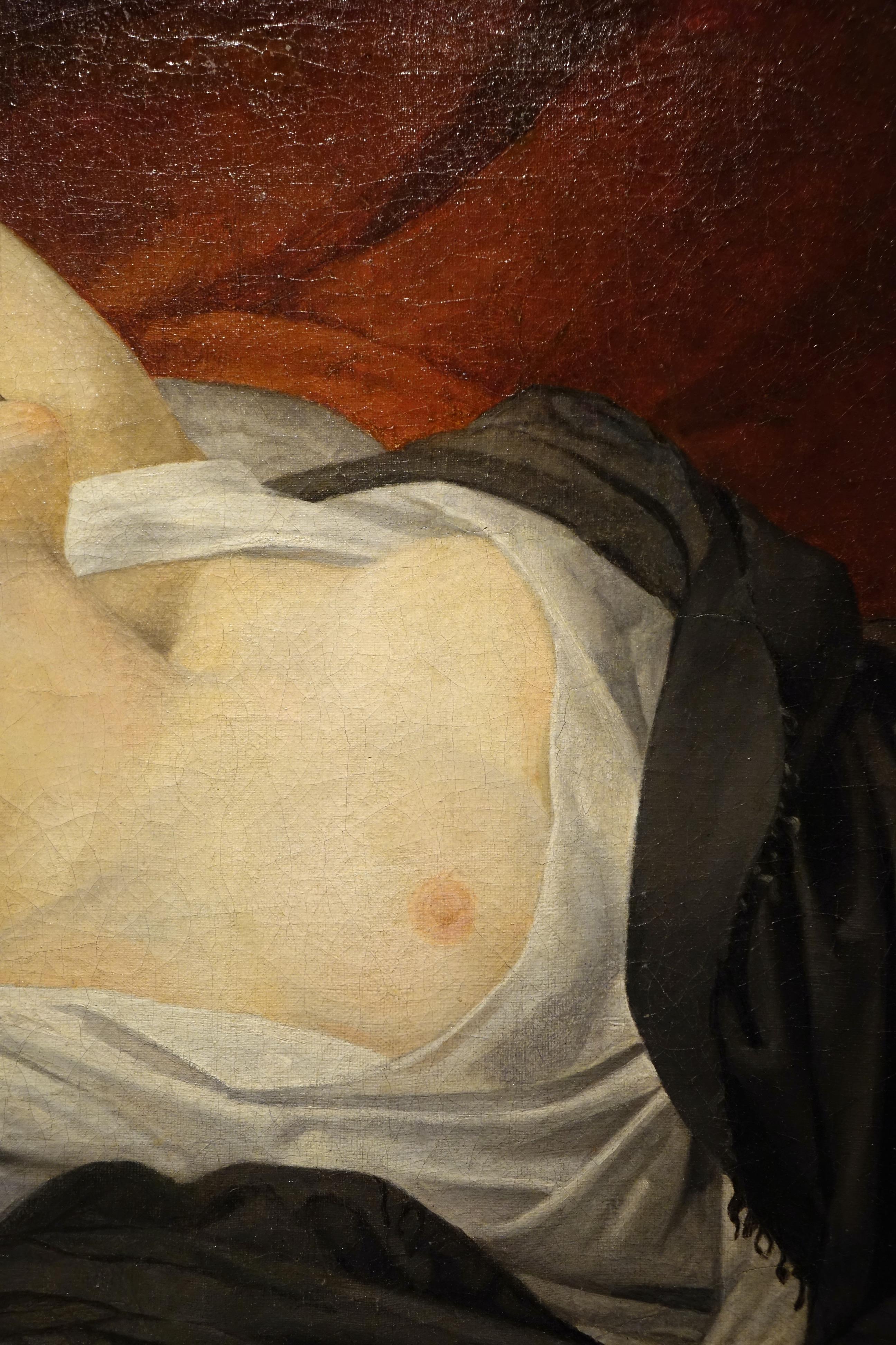 Painted Young Woman Sleeping, attributed to Claude-Marie Dubufe, France 