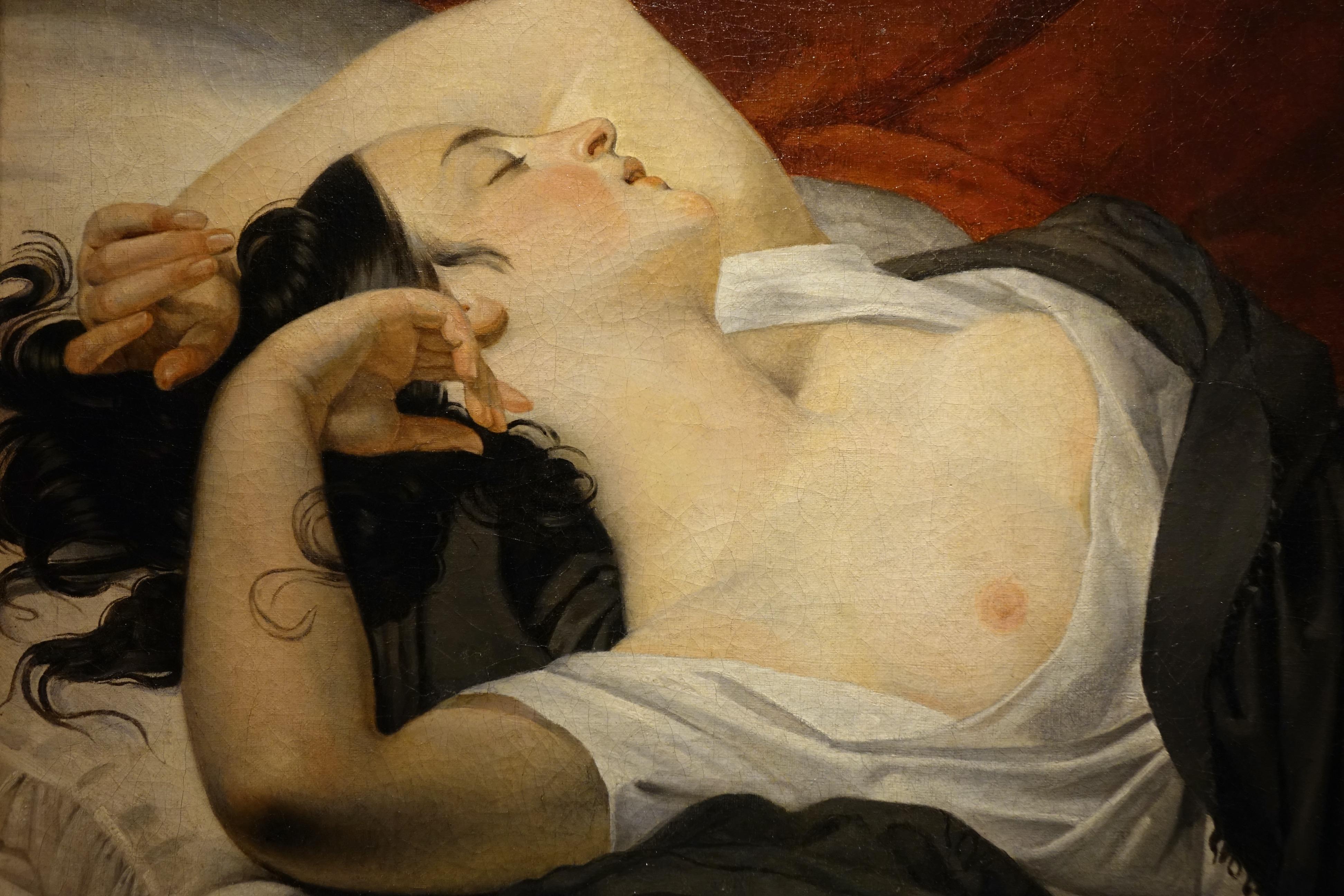 Mid-19th Century Young Woman Sleeping, attributed to Claude-Marie Dubufe, France 